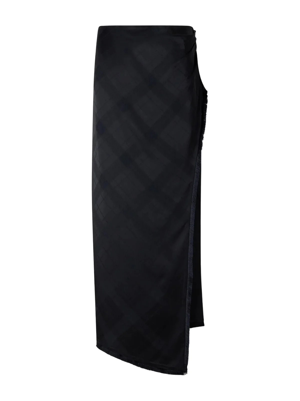 RÙADH The Alee Checked Frayed Asymmetric Satin Maxi Skirt