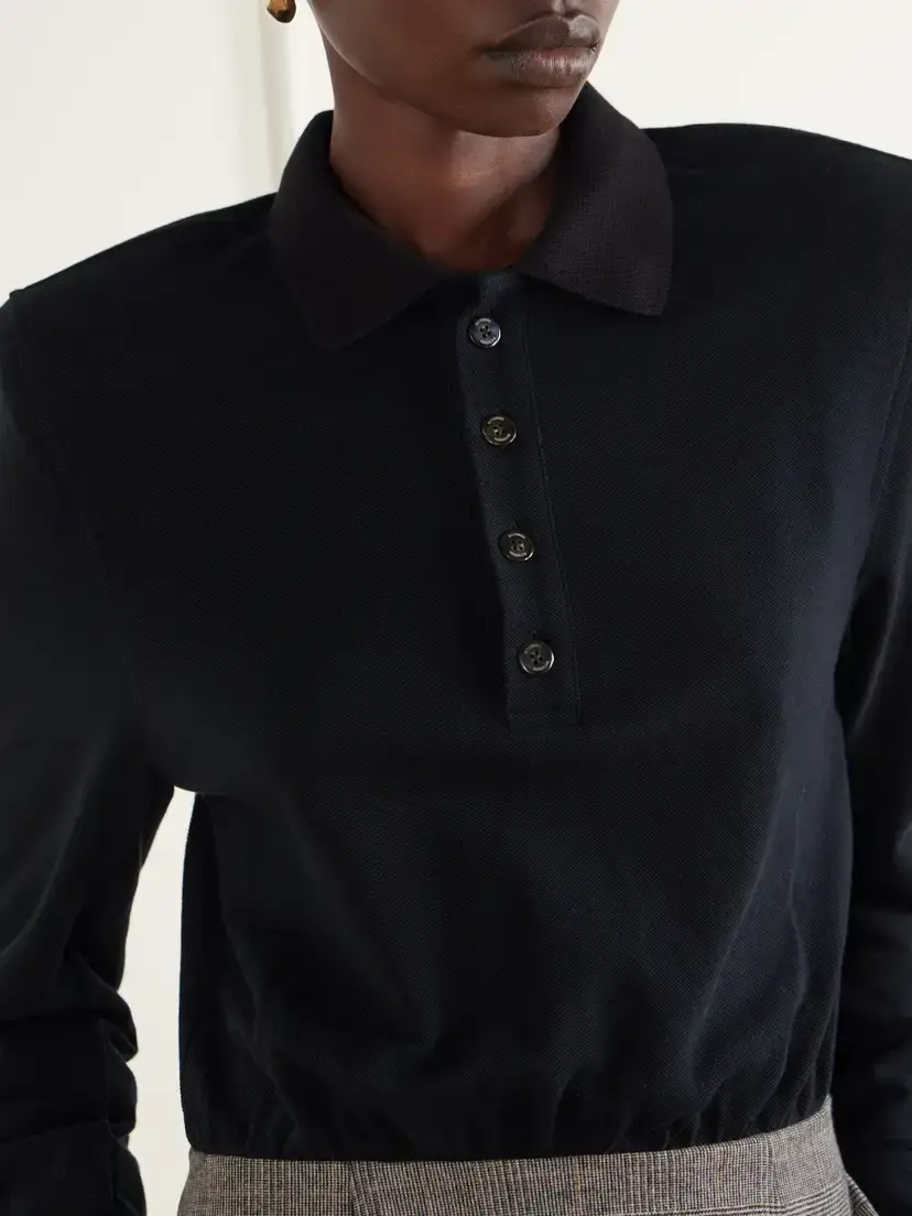 Willy Chavarria Polo Wool-blend Piqué And Prince Of Wales Checked Midi Dress | Thumbnail 4 Willy Chavarria Polo Wool-blend Piqué And Prince Of Wales Checked Midi Dress | Thumbnail 4