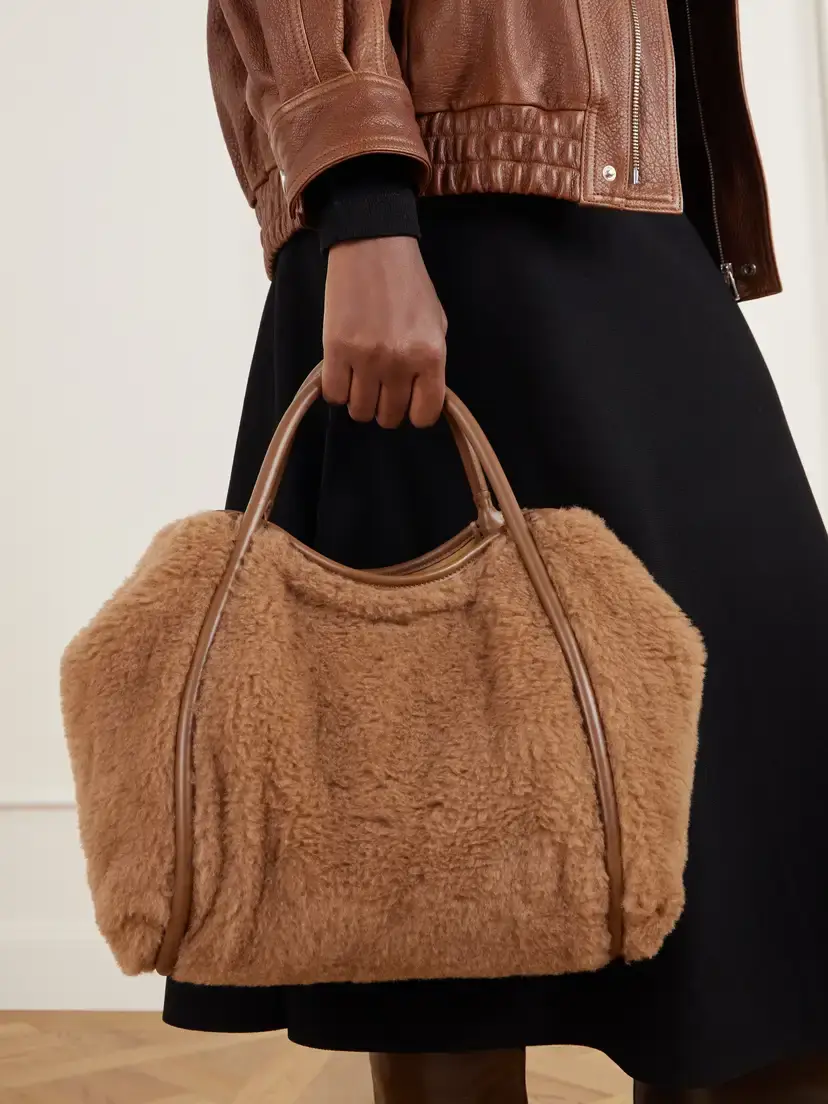 Max Mara Marine Leather-trimmed Camel-hair Tote | Thumbnail 2 Max Mara Marine Leather-trimmed Camel-hair Tote | Thumbnail 2