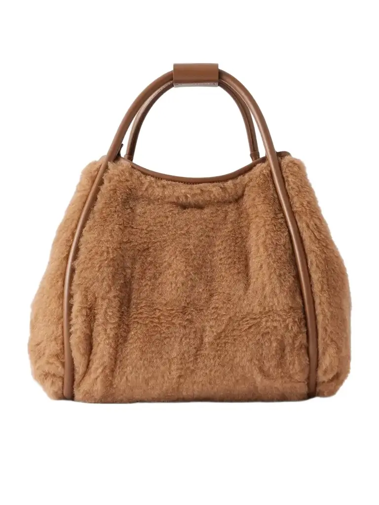 Max Mara Marine Leather-trimmed Camel-hair Tote
