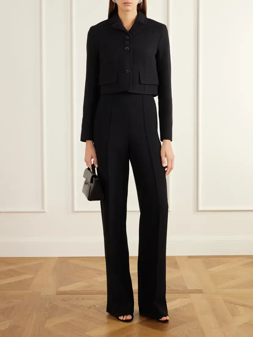 Emilia Wickstead Chapel Cropped Birdseye Suiting Jacket | Thumbnail 2 Emilia Wickstead Chapel Cropped Birdseye Suiting Jacket | Thumbnail 2
