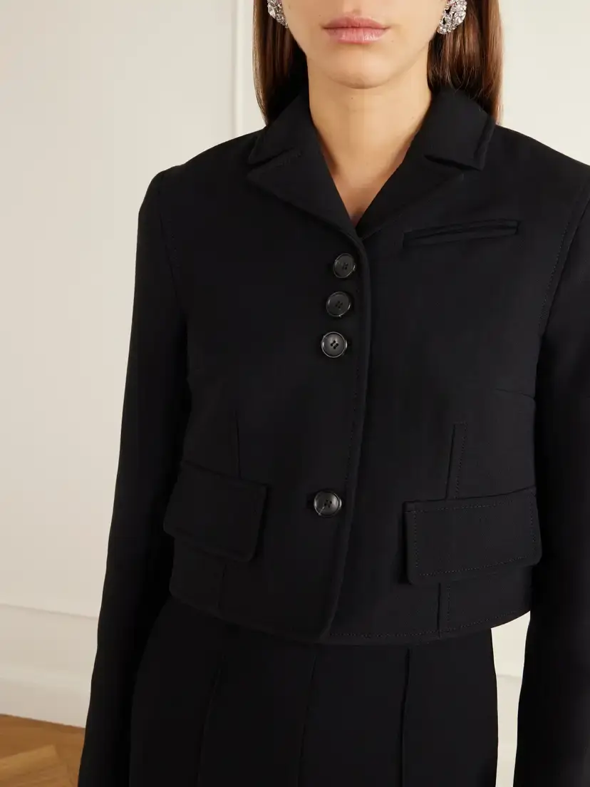 Emilia Wickstead Chapel Cropped Birdseye Suiting Jacket | Thumbnail 4 Emilia Wickstead Chapel Cropped Birdseye Suiting Jacket | Thumbnail 4