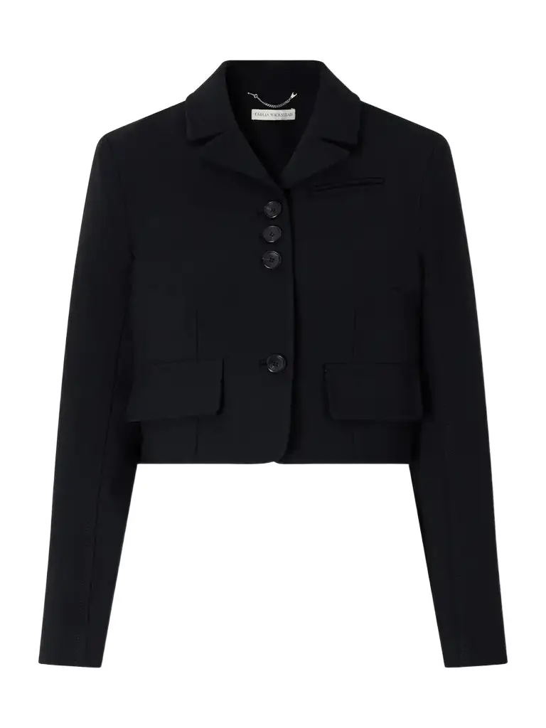 Emilia Wickstead Chapel Cropped Birdseye Suiting Jacket