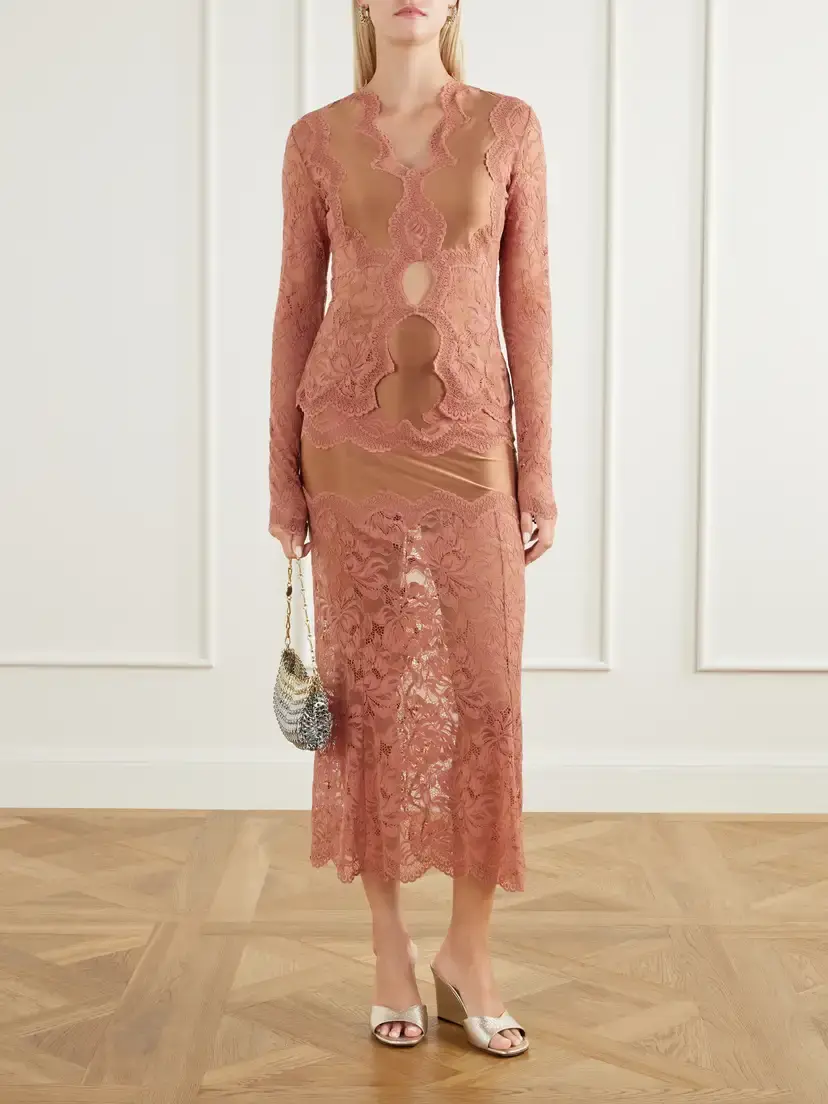Rabanne Lace-trimmed Stretch-satin Blouse | Thumbnail 2