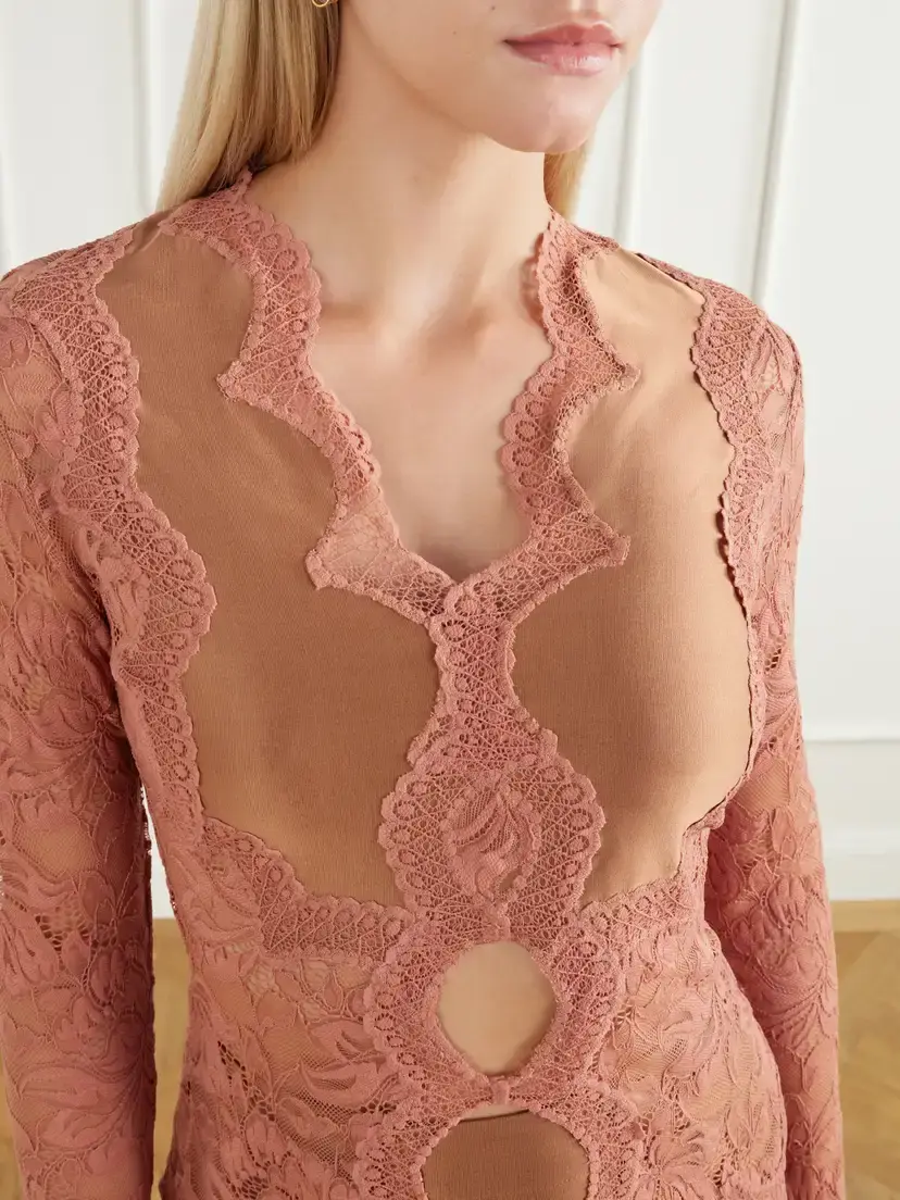 Rabanne Lace-trimmed Stretch-satin Blouse | Thumbnail 4
