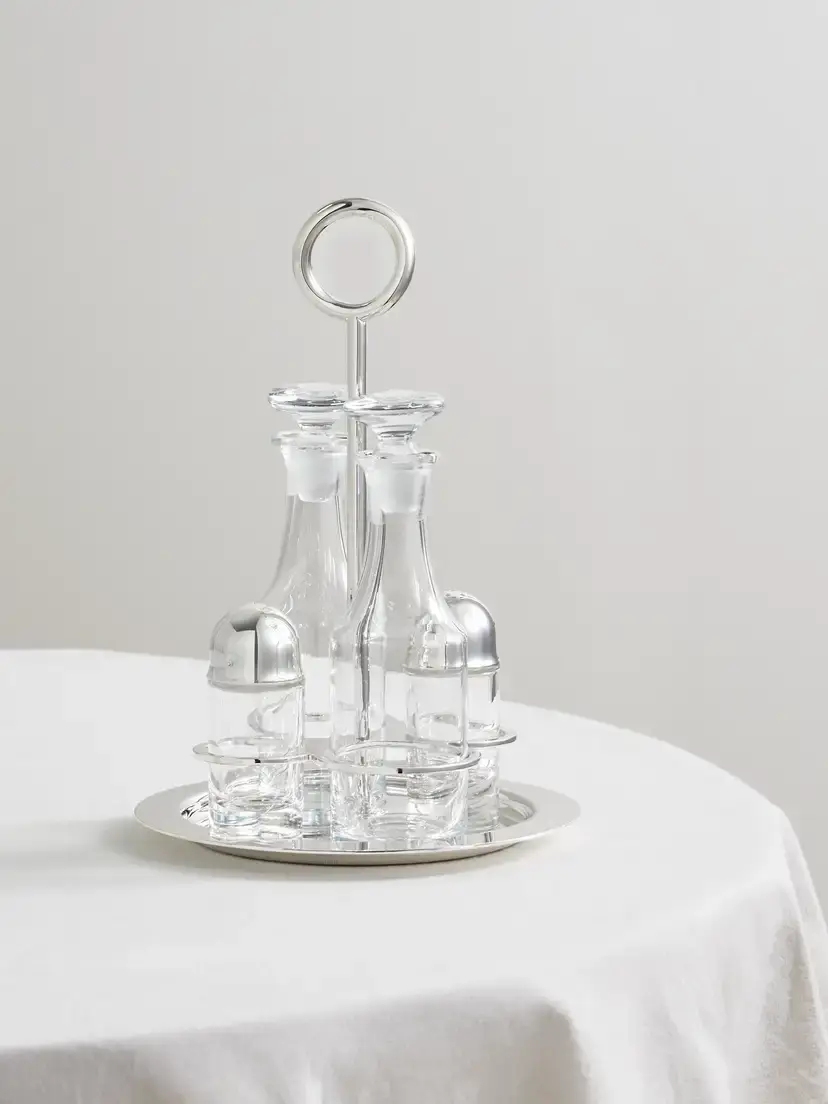 Vertigo Crystal And Silver-plated Condiment Set