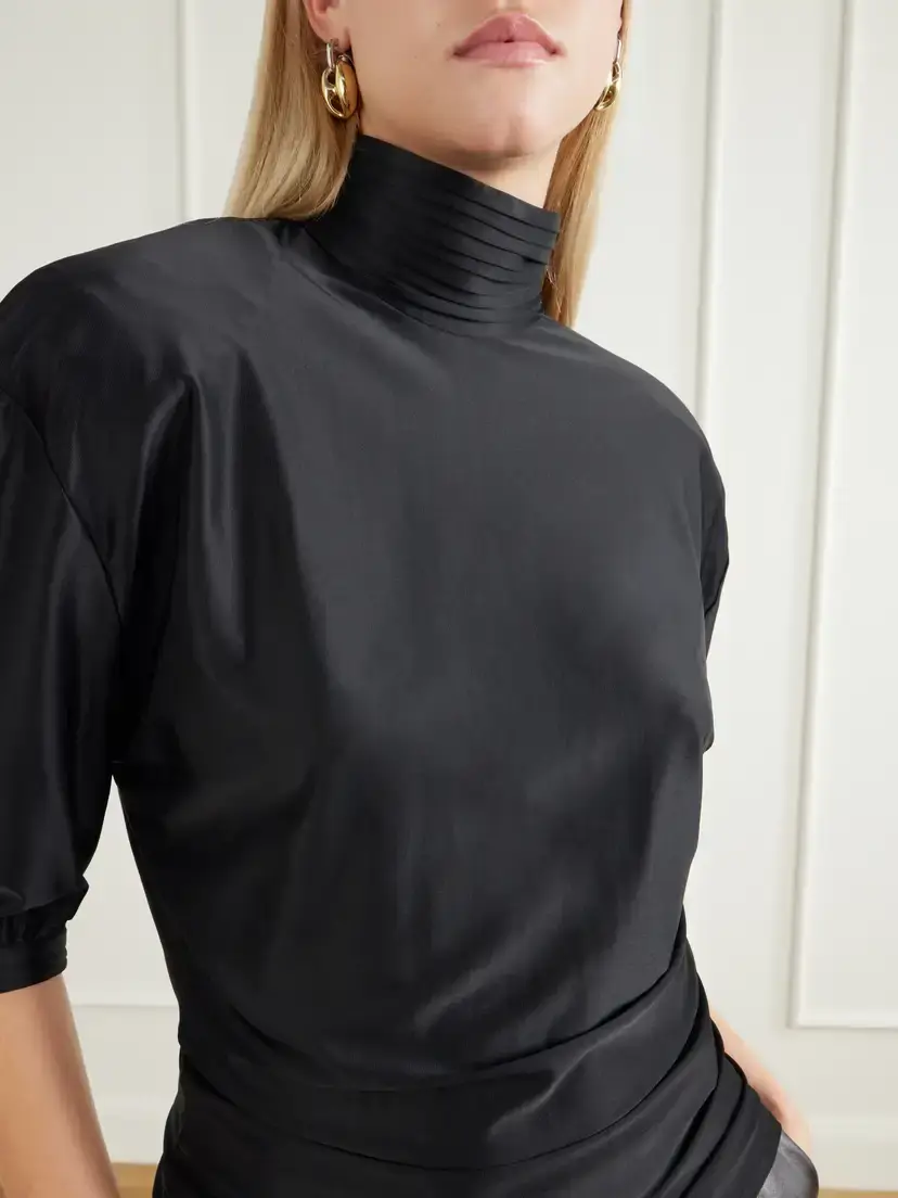 Rabanne Stretch-satin Turtleneck Blouse | Thumbnail 4