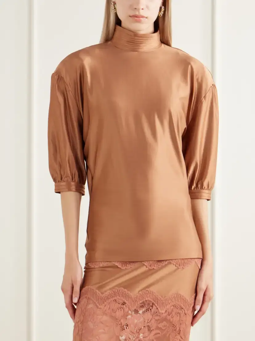 Rabanne Stretch-satin Turtleneck Blouse | Thumbnail 3