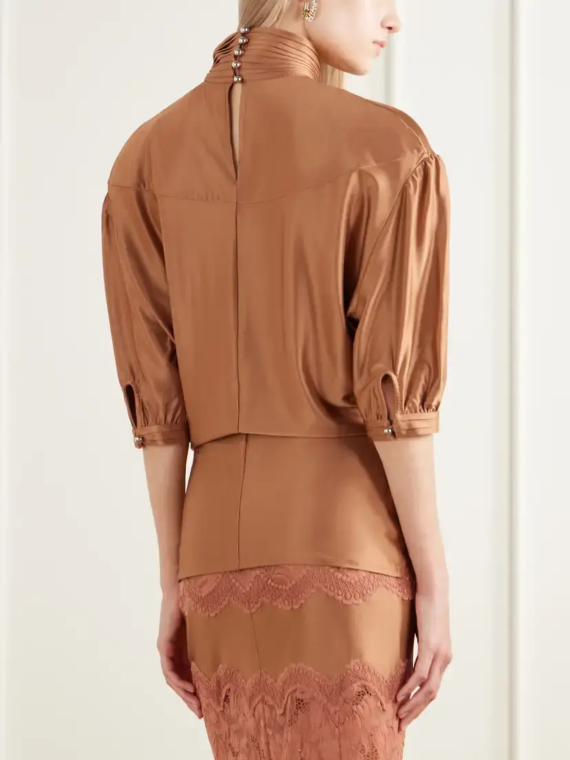 Rabanne Stretch-satin Turtleneck Blouse | Thumbnail 4