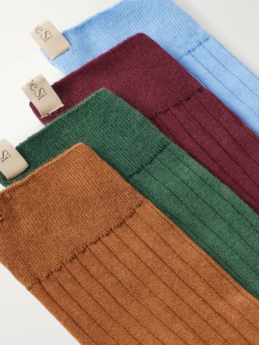 Comme Si The Yves Set Of Six Ribbed Cotton-blend Socks | Thumbnail 2
