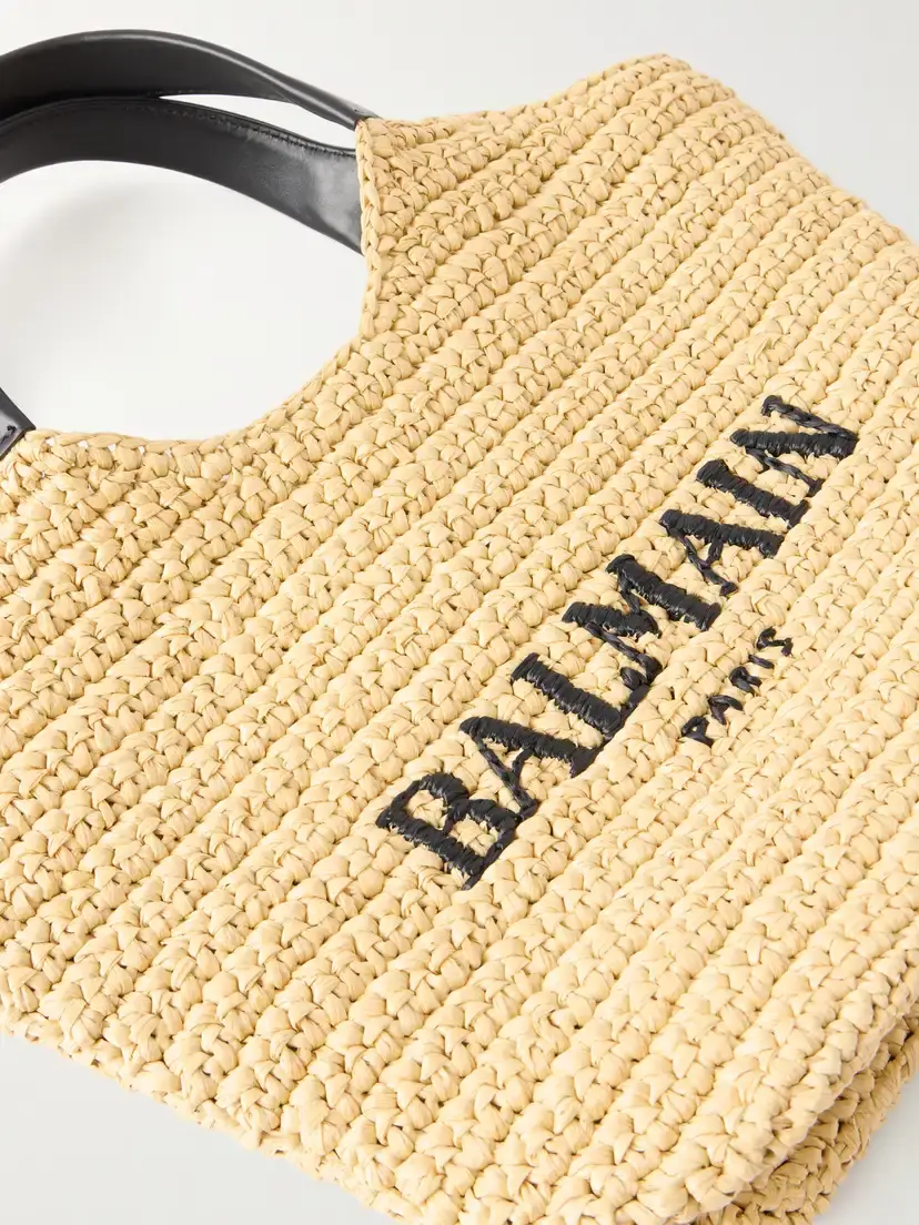 Balmain Cabas Mini Leather-trimmed Raffia Shoulder Bag | Thumbnail 5 Balmain Cabas Mini Leather-trimmed Raffia Shoulder Bag | Thumbnail 5