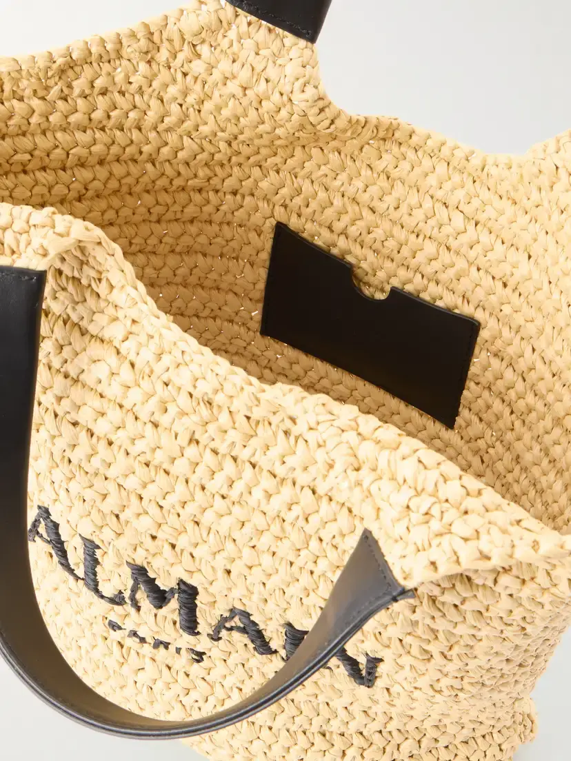 Balmain Cabas Mini Leather-trimmed Raffia Shoulder Bag | Thumbnail 6 Balmain Cabas Mini Leather-trimmed Raffia Shoulder Bag | Thumbnail 6