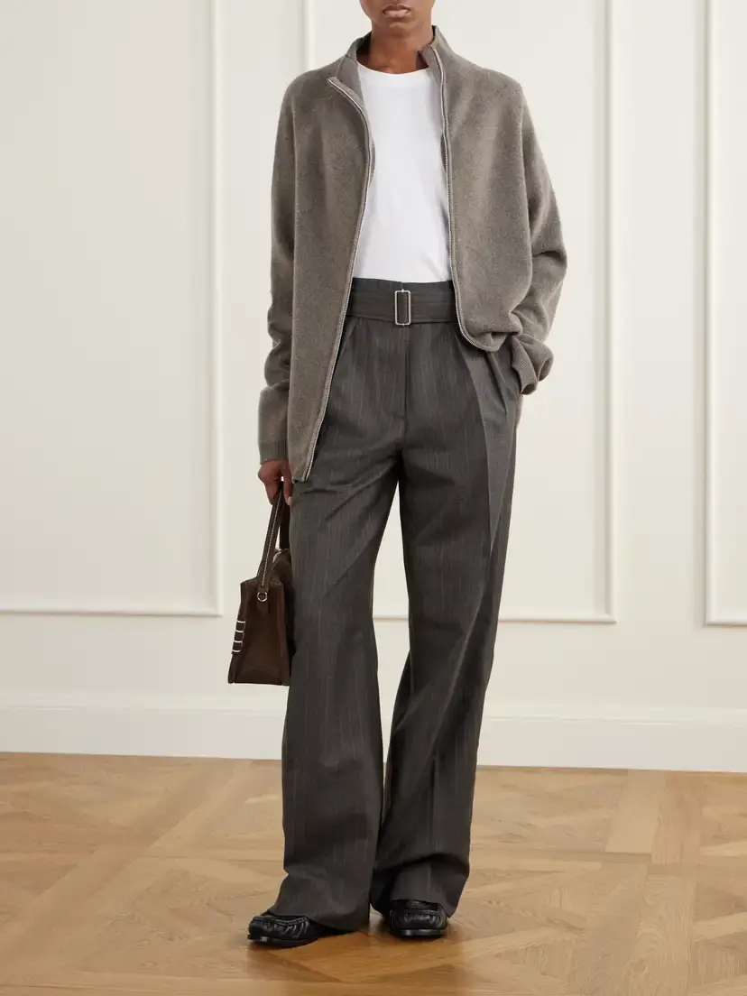 Our Legacy Soar Belted Pinstriped Cotton And Wool-blend Woven Wide-leg Pants | Thumbnail 2