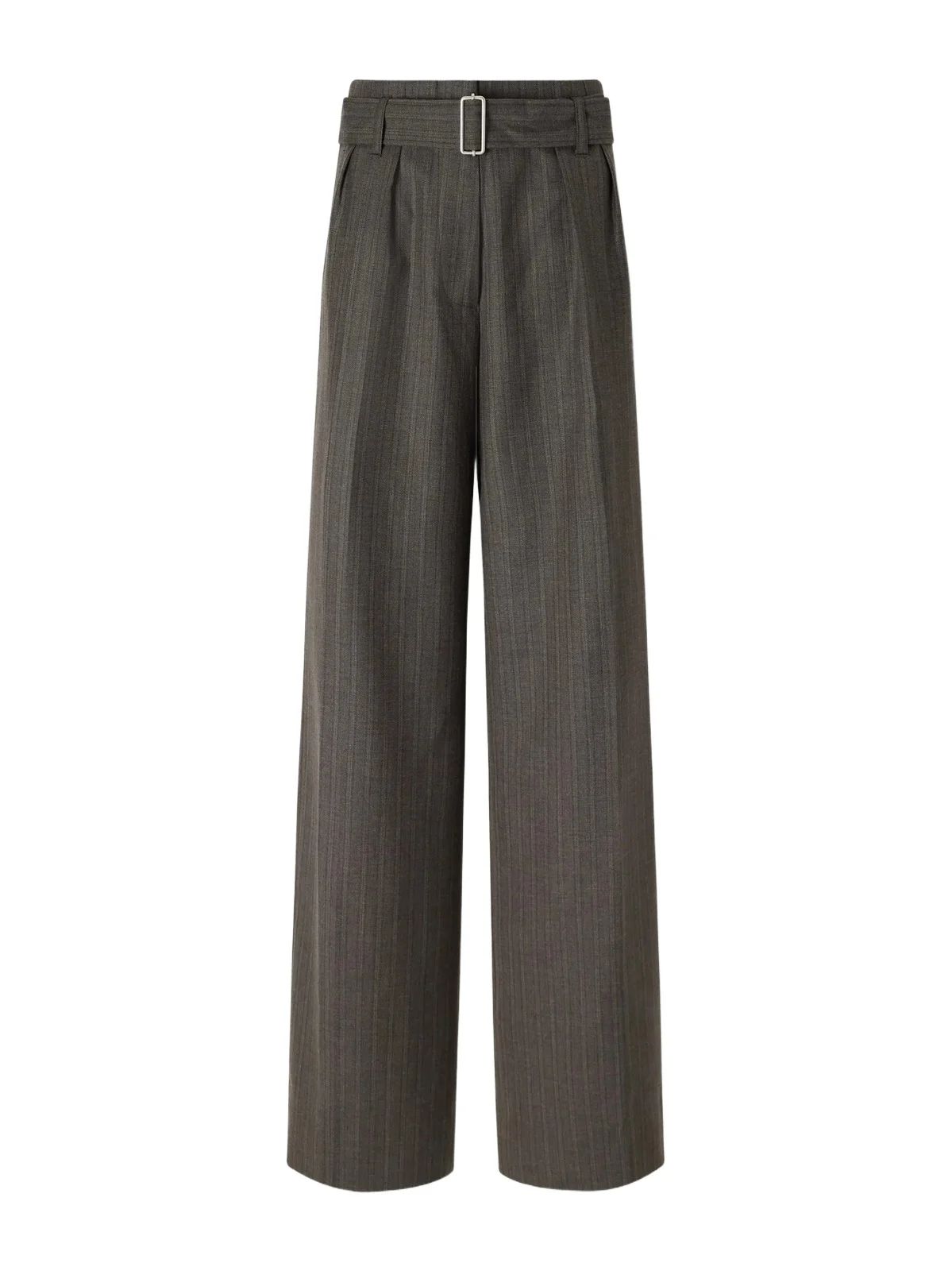 Our Legacy Soar Belted Pinstriped Cotton And Wool-blend Woven Wide-leg Pants