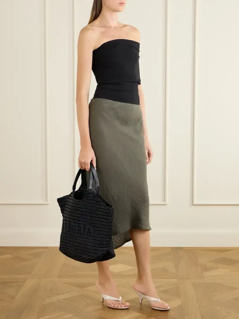 Balmain Cabas Large Logo-embroidered Leather-trimmed Raffia Shoulder Bag | Thumbnail 3 Balmain Cabas Large Logo-embroidered Leather-trimmed Raffia Shoulder Bag | Thumbnail 3