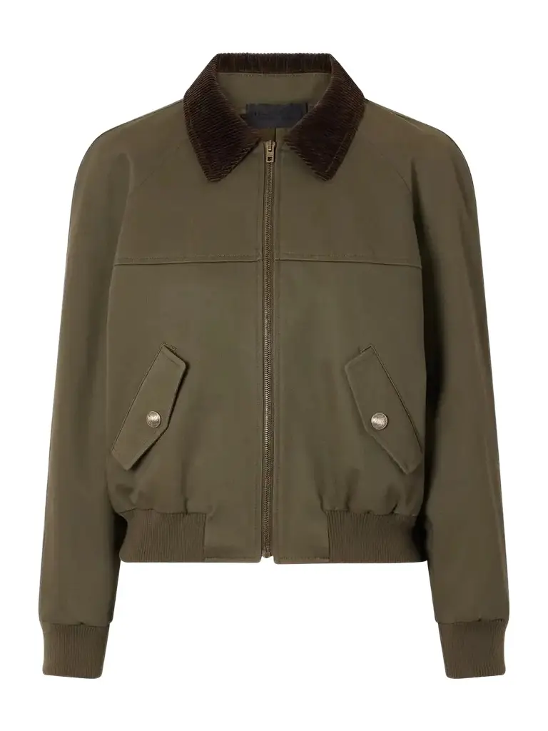 Nili Lotan Victor Corduroy-trimmed Cotton-twill Jacket