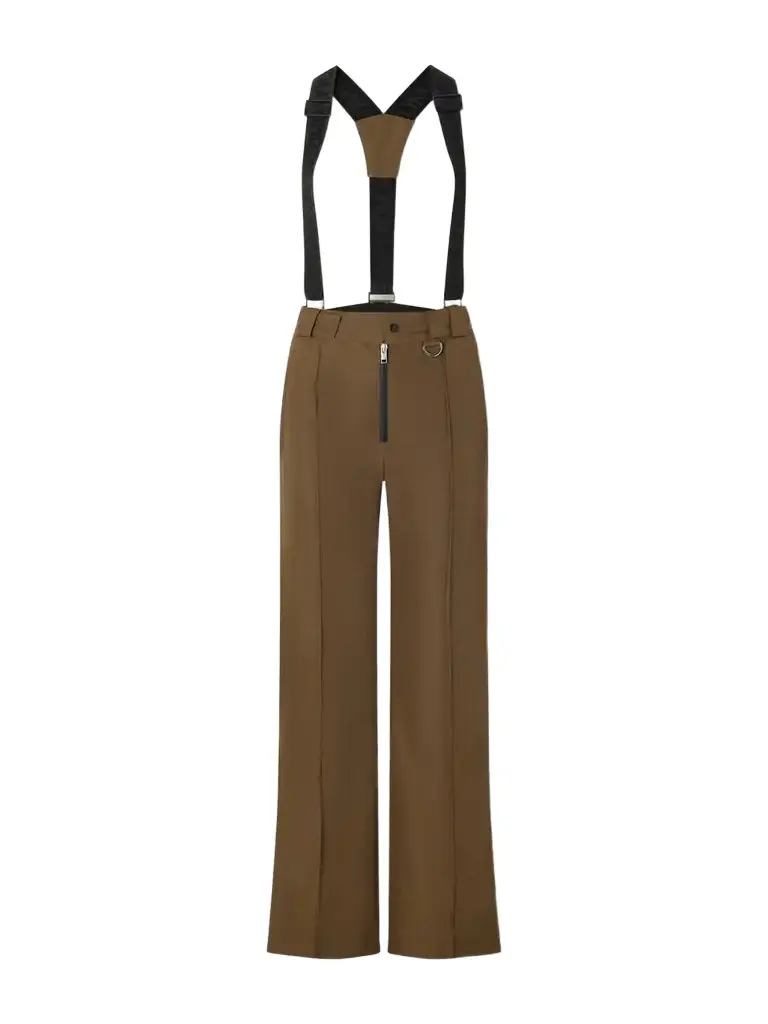 Suspender Pintucked Shell Flared Ski Pants