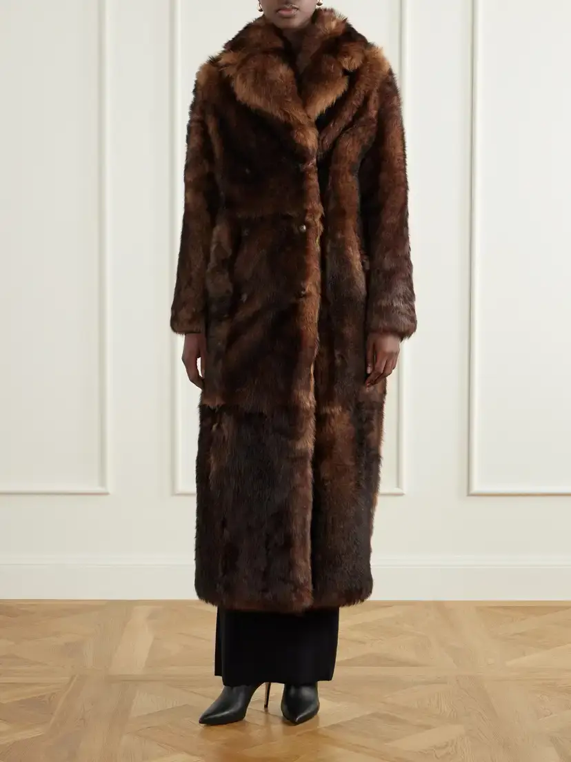 Yves Salomon Paneled Double-breasted Shearling Coat | Thumbnail 3 Yves Salomon Paneled Double-breasted Shearling Coat | Thumbnail 3