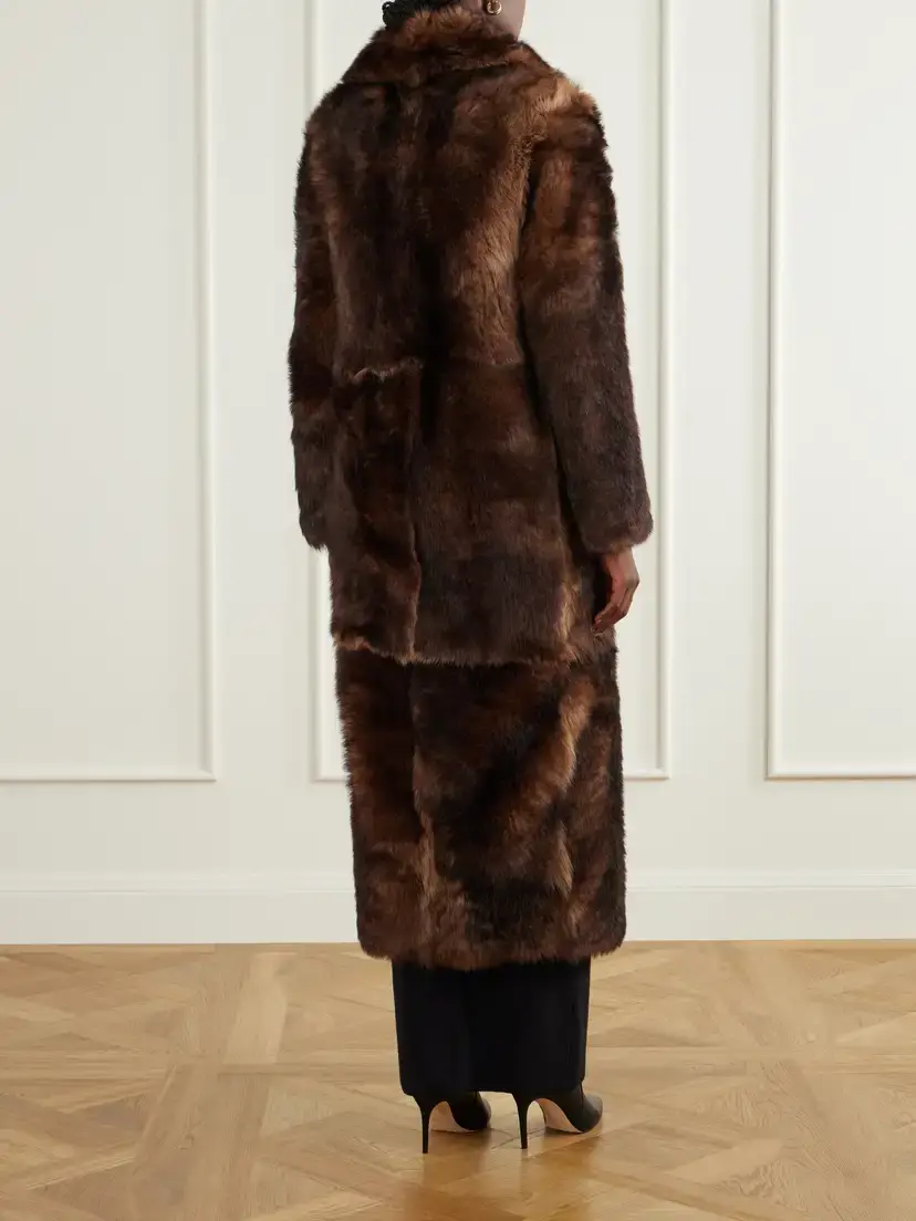 Yves Salomon Paneled Double-breasted Shearling Coat | Thumbnail 4 Yves Salomon Paneled Double-breasted Shearling Coat | Thumbnail 4
