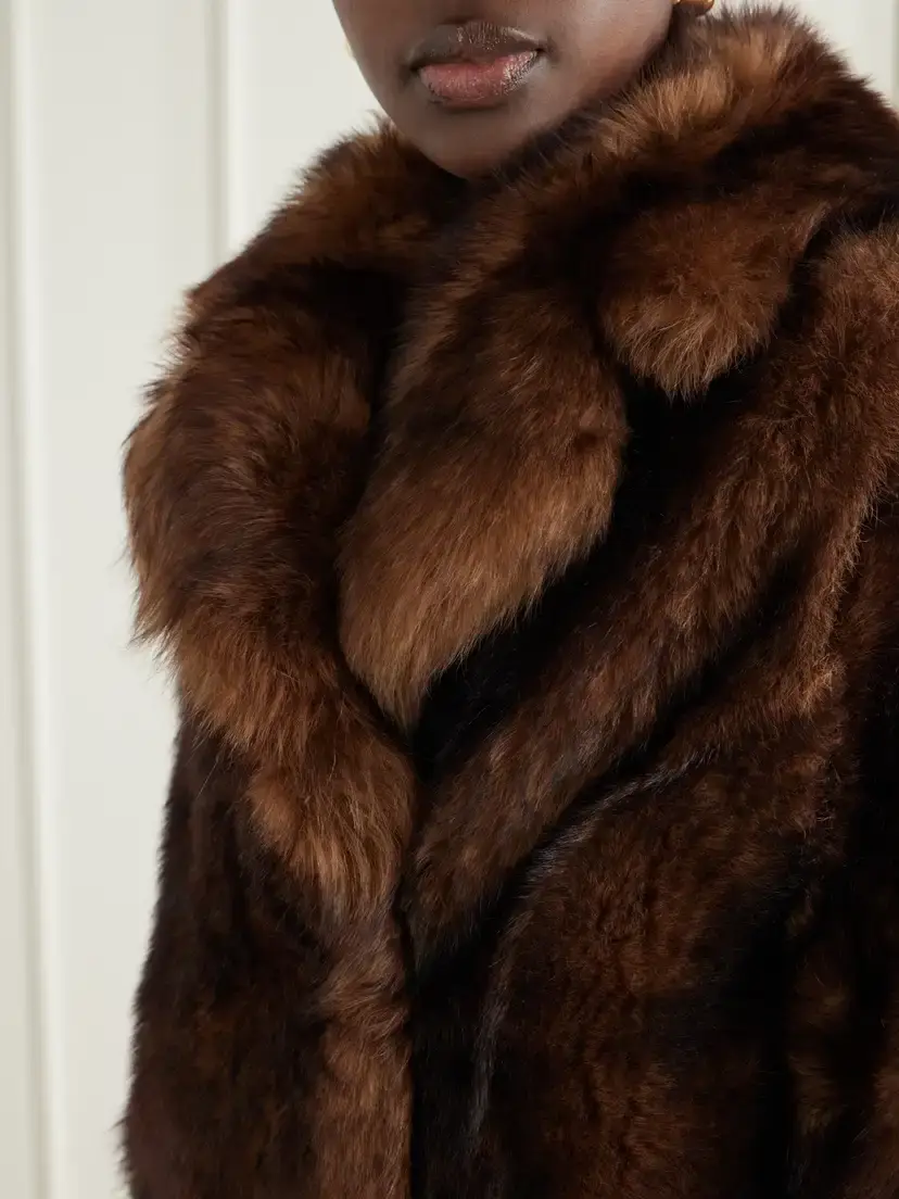 Yves Salomon Paneled Double-breasted Shearling Coat | Thumbnail 5 Yves Salomon Paneled Double-breasted Shearling Coat | Thumbnail 5