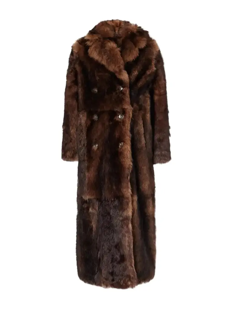Yves Salomon Paneled Double-breasted Shearling Coat