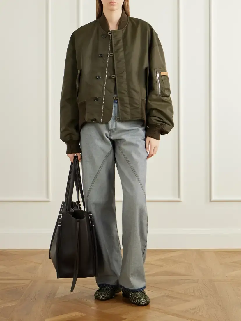 JW Anderson Oversized Tipped Hem Rib-trimmed Satin Bomber Jacket | Thumbnail 2 JW Anderson Oversized Tipped Hem Rib-trimmed Satin Bomber Jacket | Thumbnail 2