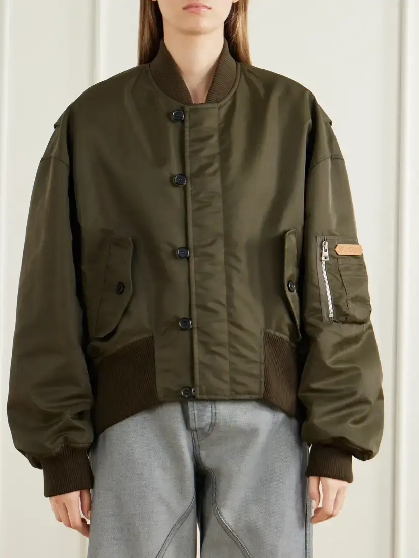 JW Anderson Oversized Tipped Hem Rib-trimmed Satin Bomber Jacket | Thumbnail 3 JW Anderson Oversized Tipped Hem Rib-trimmed Satin Bomber Jacket | Thumbnail 3