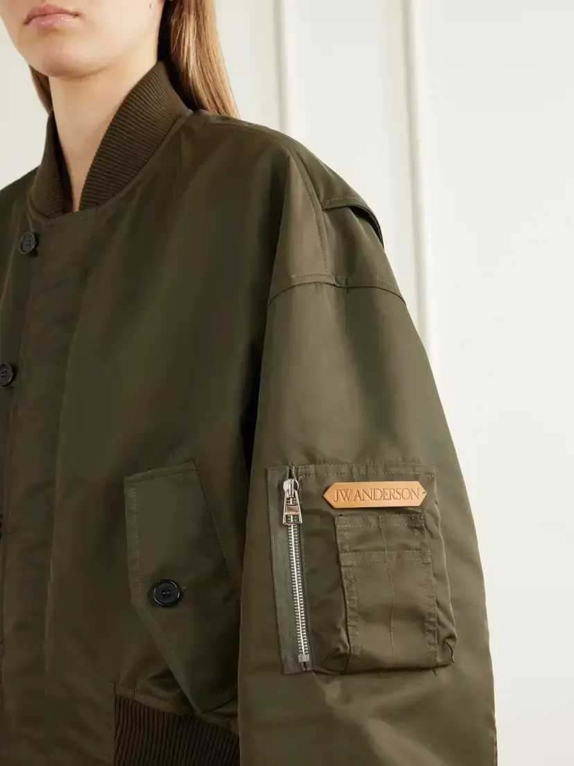 JW Anderson Oversized Tipped Hem Rib-trimmed Satin Bomber Jacket | Thumbnail 5 JW Anderson Oversized Tipped Hem Rib-trimmed Satin Bomber Jacket | Thumbnail 5