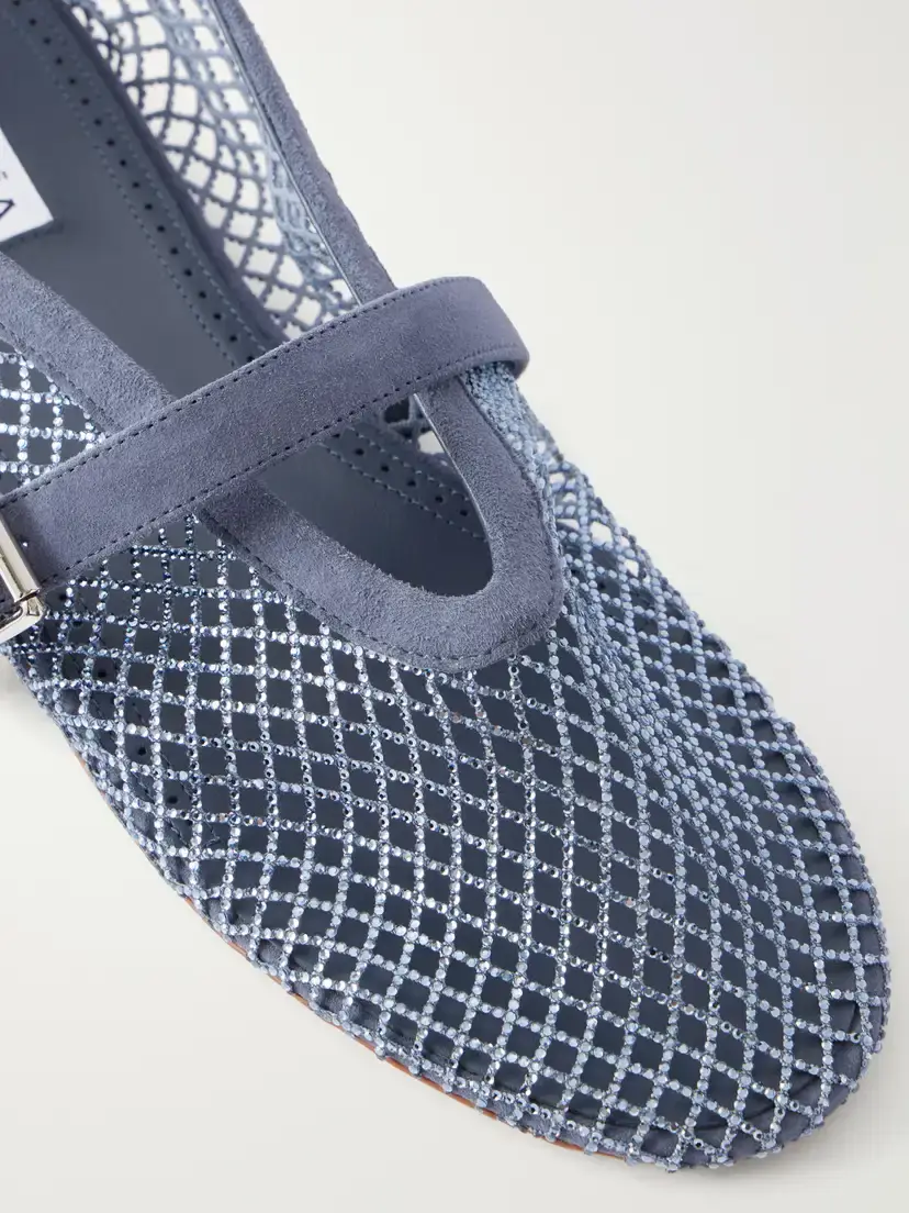 Alaïa La Ballerine Crystal-embellished Suede-trimmed Mesh Ballet Flats | Thumbnail 5 Alaïa La Ballerine Crystal-embellished Suede-trimmed Mesh Ballet Flats | Thumbnail 5