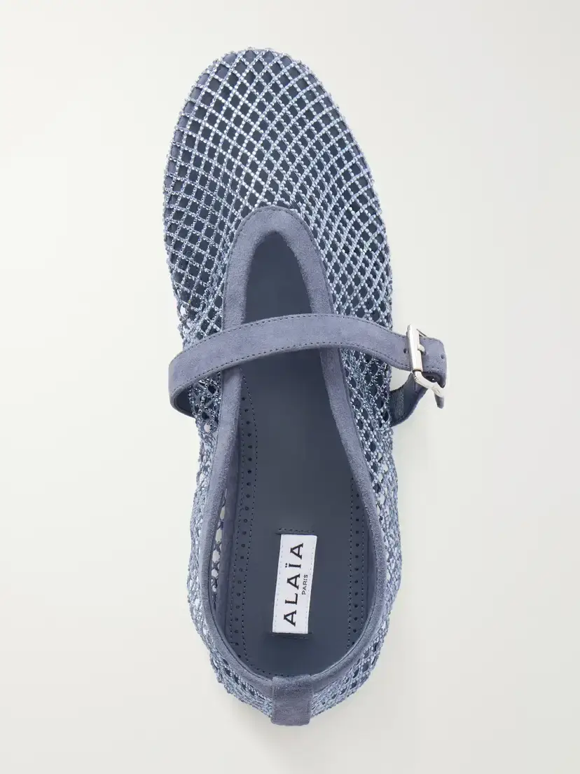 Alaïa La Ballerine Crystal-embellished Suede-trimmed Mesh Ballet Flats | Thumbnail 6 Alaïa La Ballerine Crystal-embellished Suede-trimmed Mesh Ballet Flats | Thumbnail 6