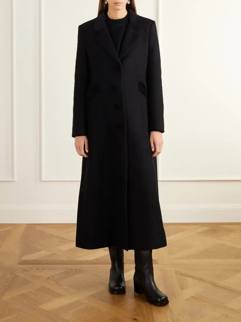 DESTREE Maria Velvet-trimmed Wool-felt Coat | Thumbnail 3 DESTREE Maria Velvet-trimmed Wool-felt Coat | Thumbnail 3