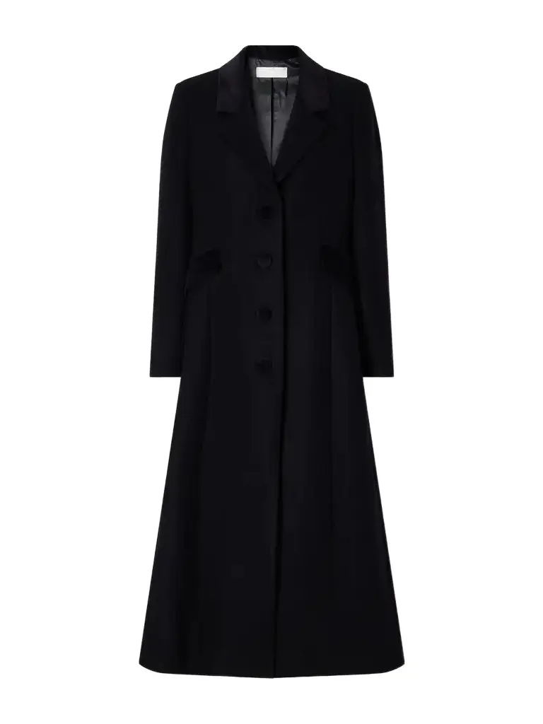 DESTREE Maria Velvet-trimmed Wool-felt Coat