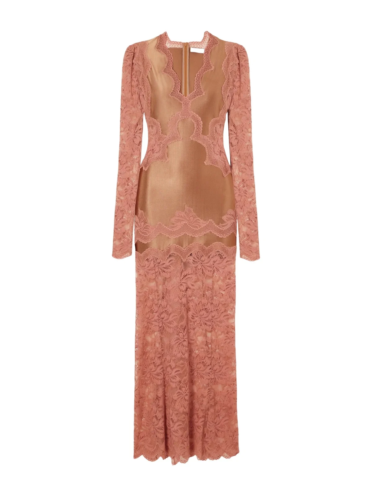 Rabanne Lace-trimmed Stretch-satin Maxi Dress
