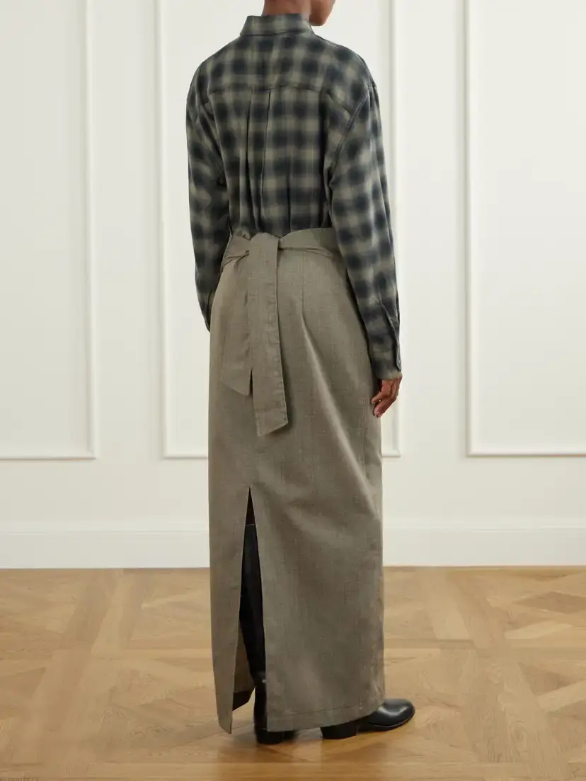 Our Legacy Twisted Shirt Check Cotton And Wool-blend Wrap Maxi Dress | Thumbnail 3
