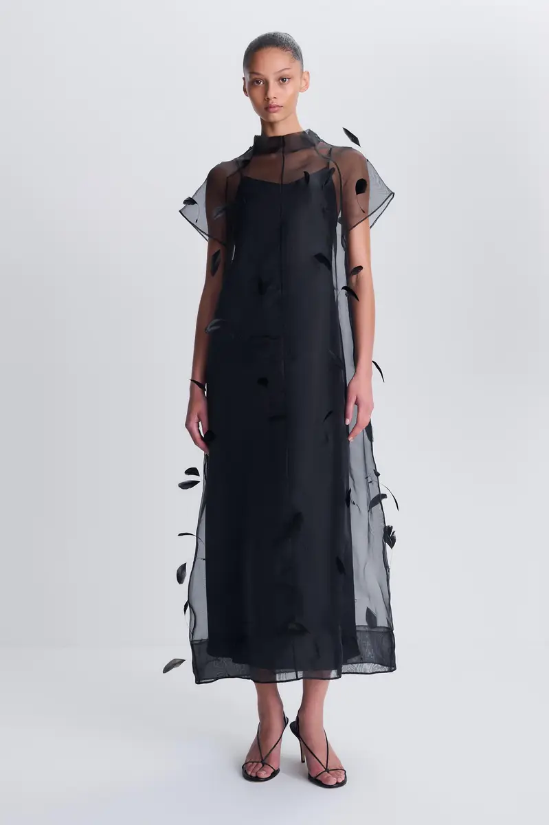 Simkhai Pauline Organza Feather Midi Dress | Thumbnail 2 Simkhai Pauline Organza Feather Midi Dress | Thumbnail 2