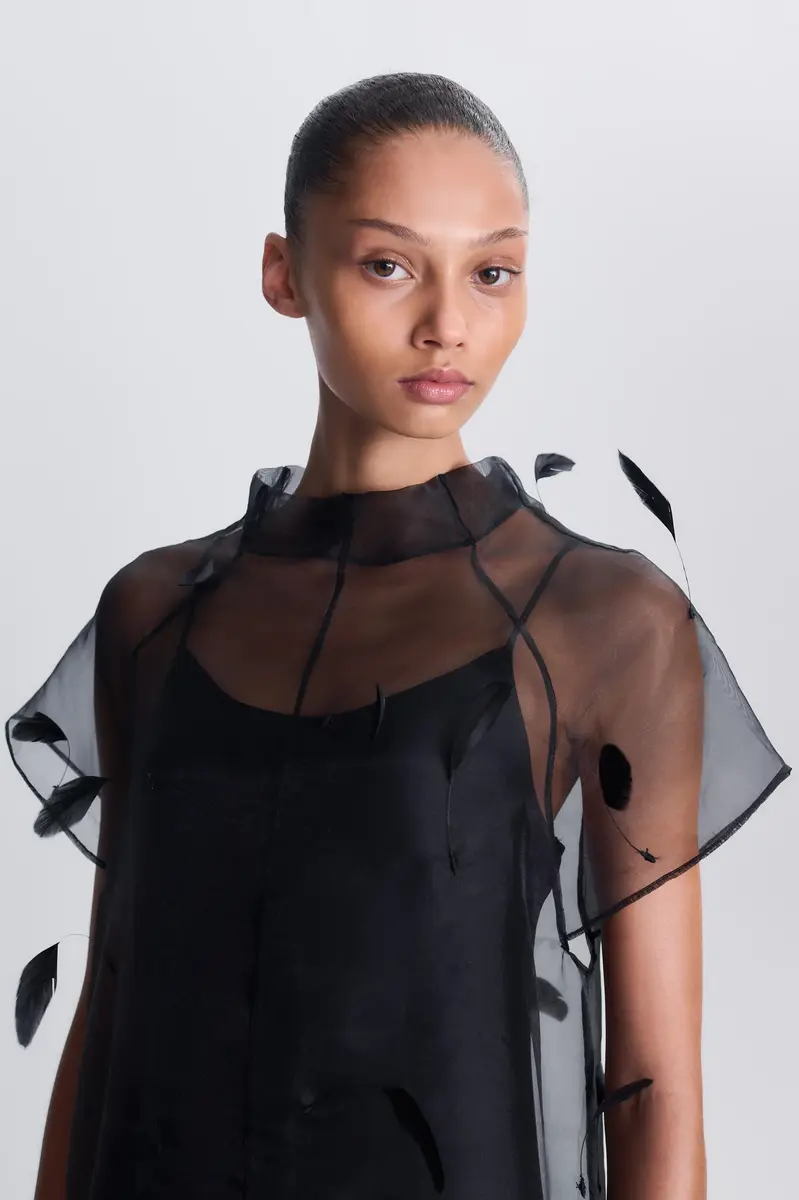 Simkhai Pauline Organza Feather Midi Dress | Thumbnail 3 Simkhai Pauline Organza Feather Midi Dress | Thumbnail 3