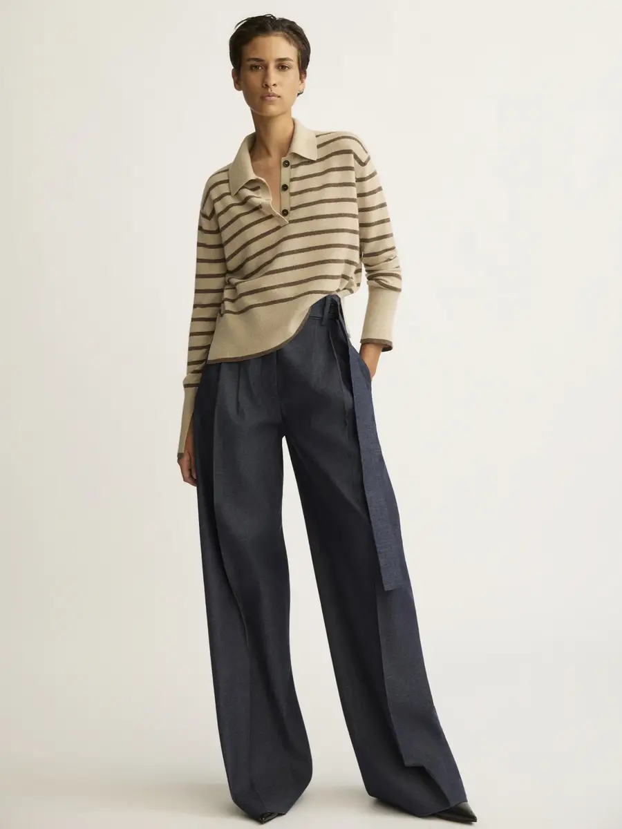 ARLO MOTT Broome Striped Wool-Cashmere Polo Sweater | Thumbnail 2