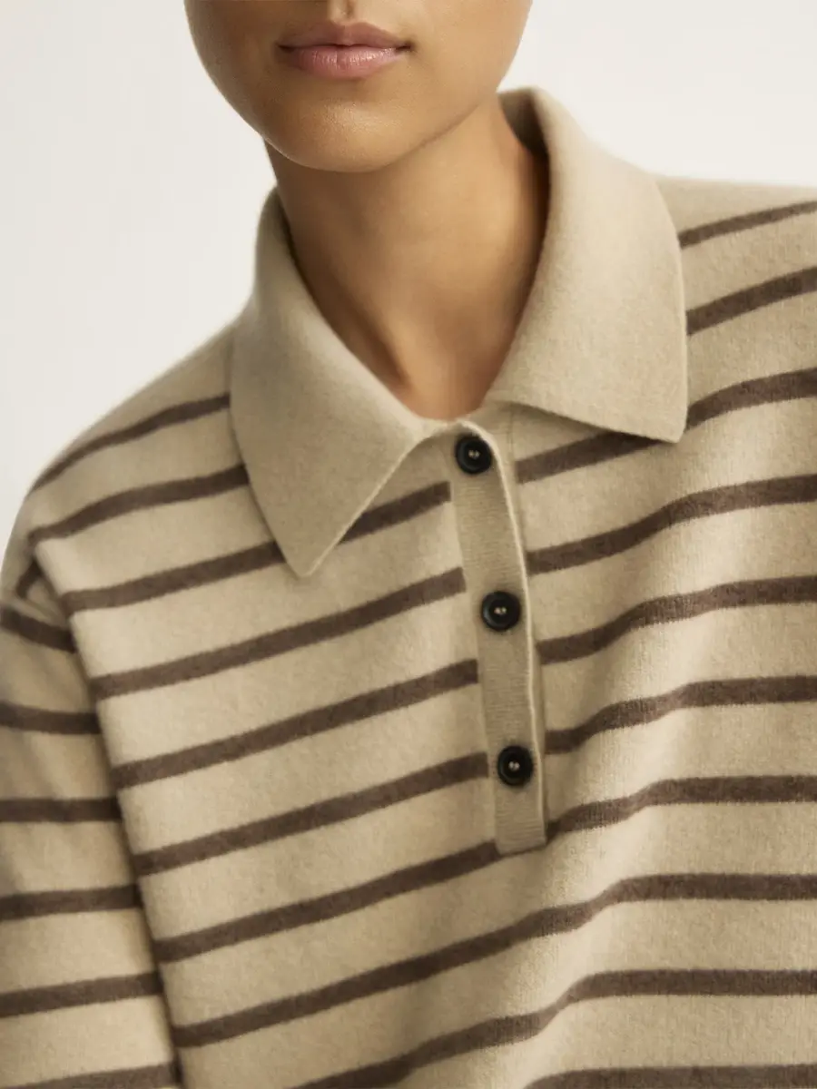 ARLO MOTT Broome Striped Wool-Cashmere Polo Sweater | Thumbnail 4