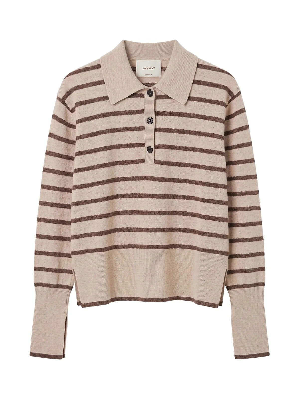 ARLO MOTT Broome Striped Wool-Cashmere Polo Sweater