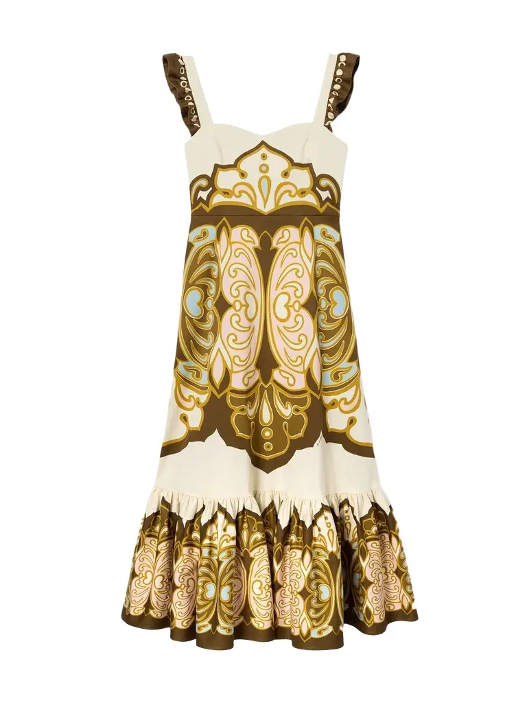 La DoubleJ Gingerbread Cotton Midi Dress