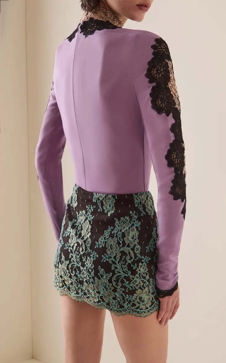 Valentino Garavani Lace-Trimmed Jersey Bodysuit | Thumbnail 4 Valentino Garavani Lace-Trimmed Jersey Bodysuit | Thumbnail 4