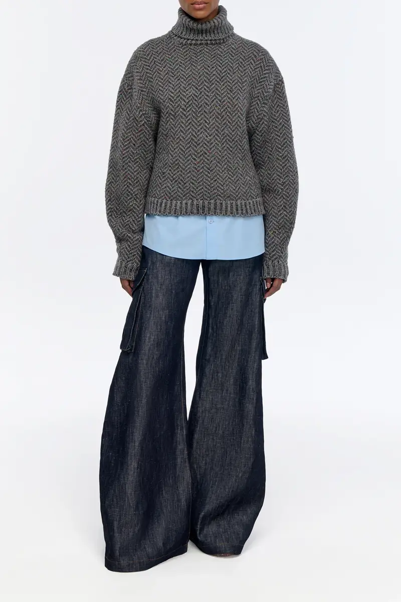 Gabriela Hearst Courtney Knit Turtleneck in Charcoal Multi Aran Cashmere Herringbone | Thumbnail 3 Gabriela Hearst Courtney Knit Turtleneck in Charcoal Multi Aran Cashmere Herringbone | Thumbnail 3