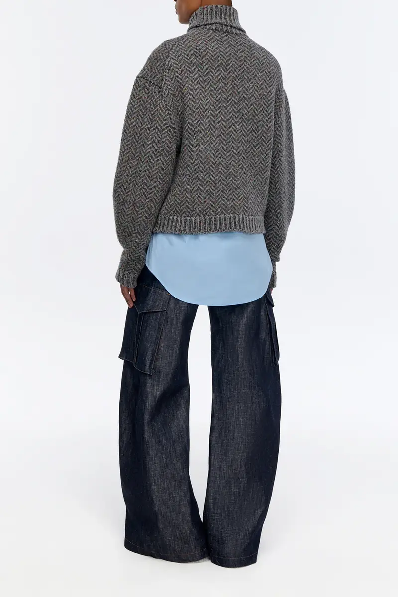 Gabriela Hearst Courtney Knit Turtleneck in Charcoal Multi Aran Cashmere Herringbone | Thumbnail 5 Gabriela Hearst Courtney Knit Turtleneck in Charcoal Multi Aran Cashmere Herringbone | Thumbnail 5