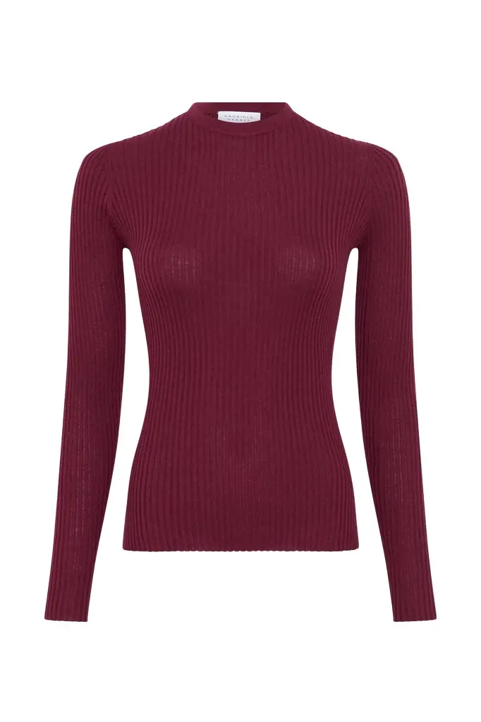 Browning Knit Sweater in Bordeaux Cashmere Silk Browning Knit Sweater in Bordeaux Cashmere Silk