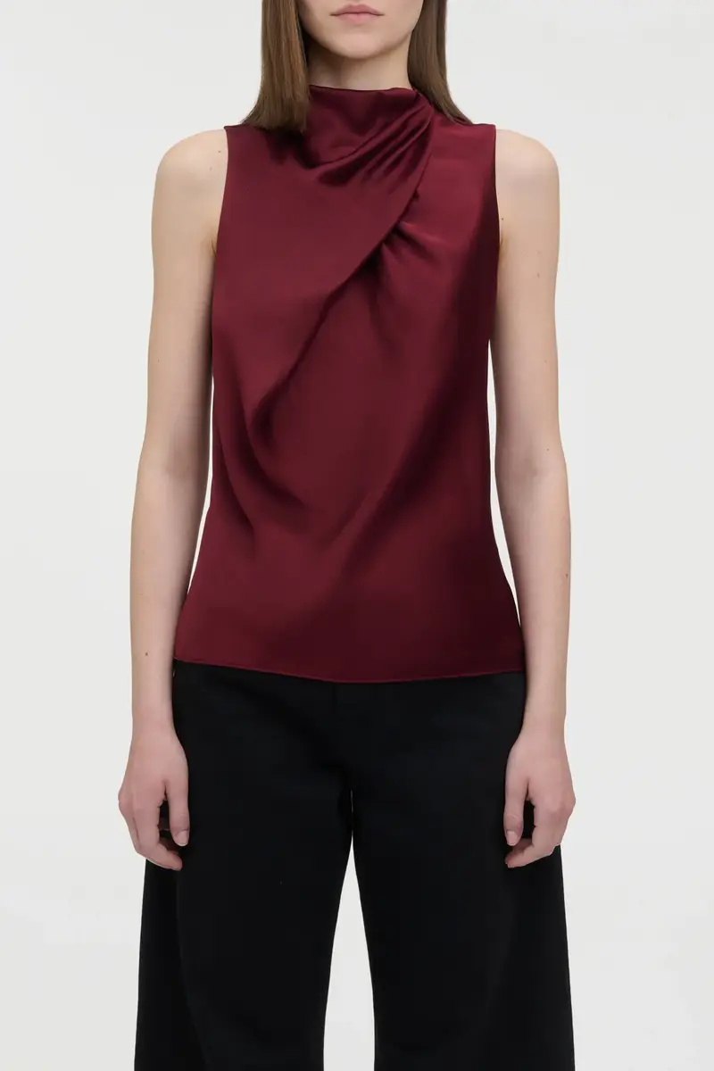 Gabriela Hearst Melina Top in Bordeaux Silk Satin | Thumbnail 2 Gabriela Hearst Melina Top in Bordeaux Silk Satin | Thumbnail 2