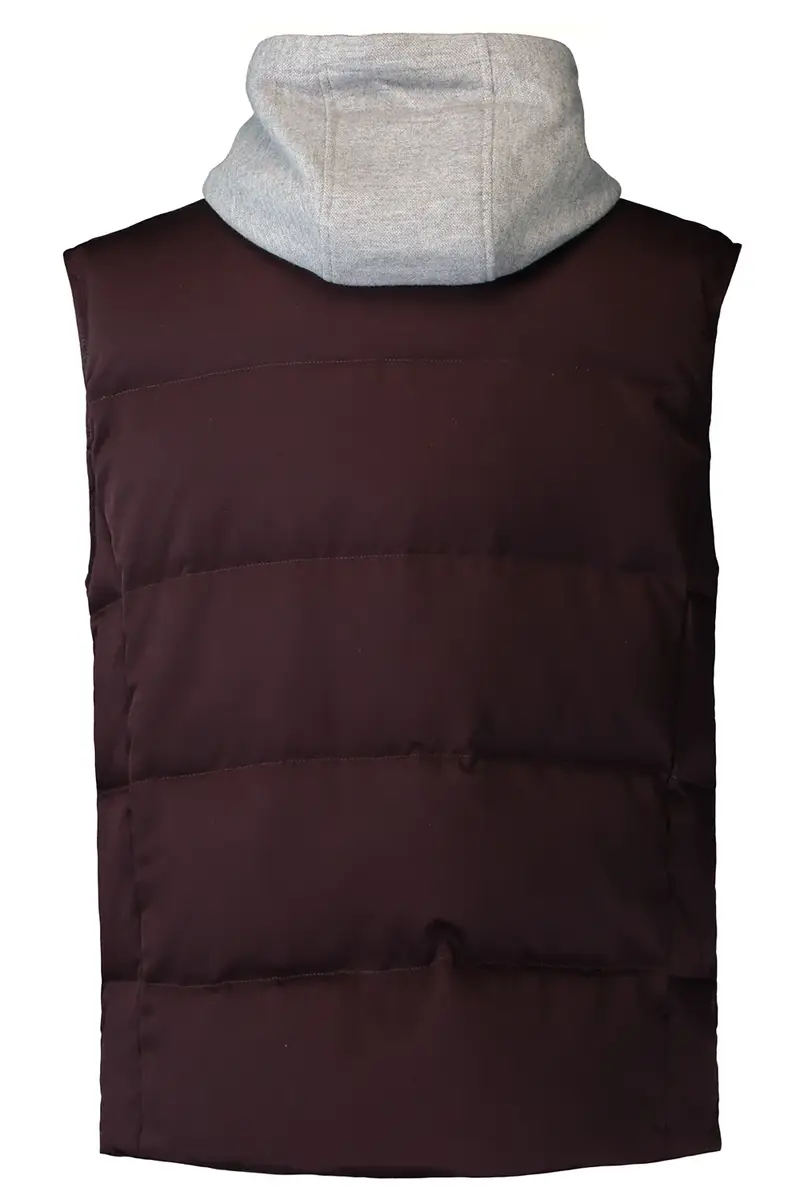 ELEVENTY Hooded Zip Vest - Burgundy Light Grey | Thumbnail 2 ELEVENTY Hooded Zip Vest - Burgundy Light Grey | Thumbnail 2