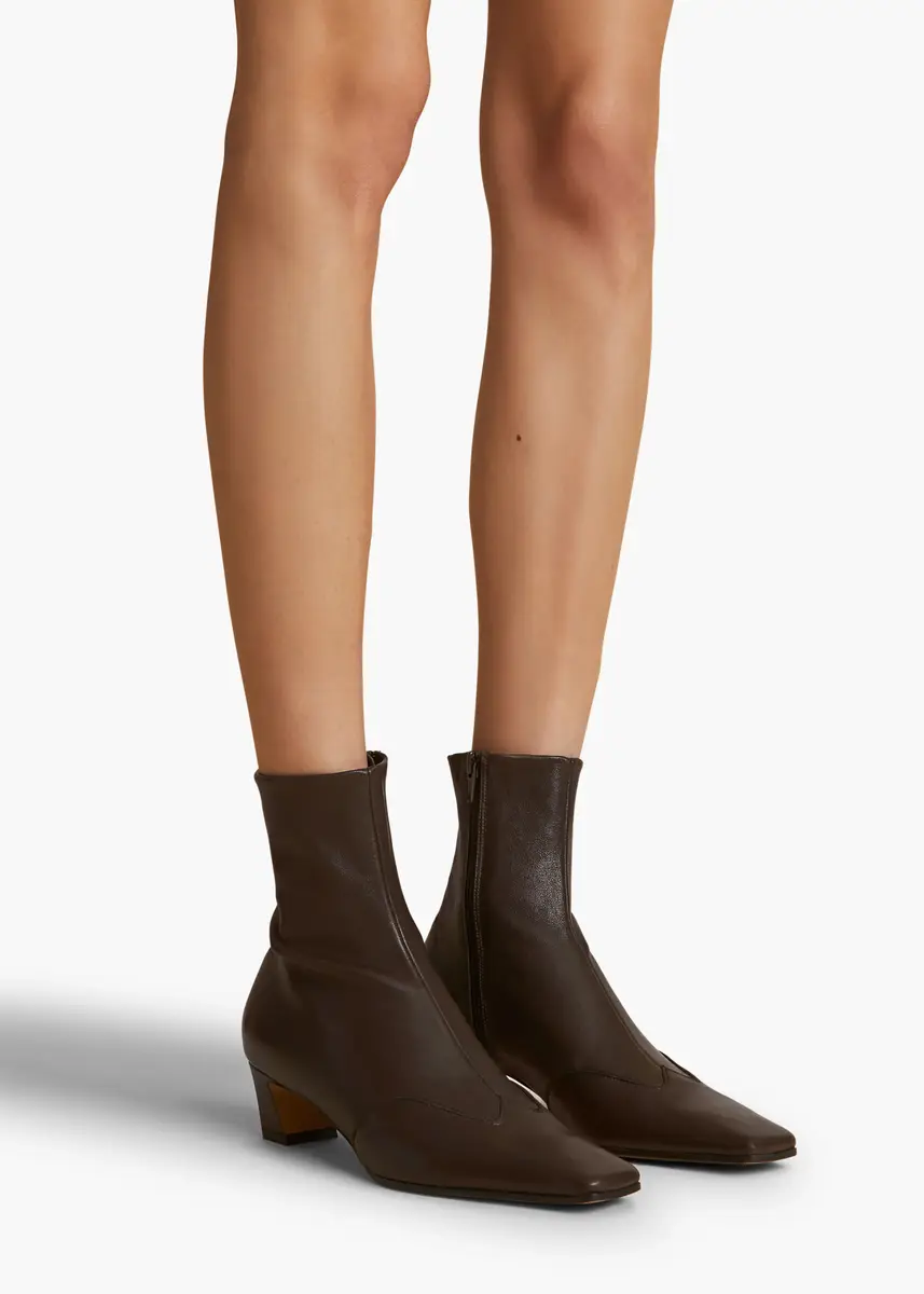 Khaite Nevada Stretch Low Boot in Dark Brown Nappa Leather | Thumbnail 5