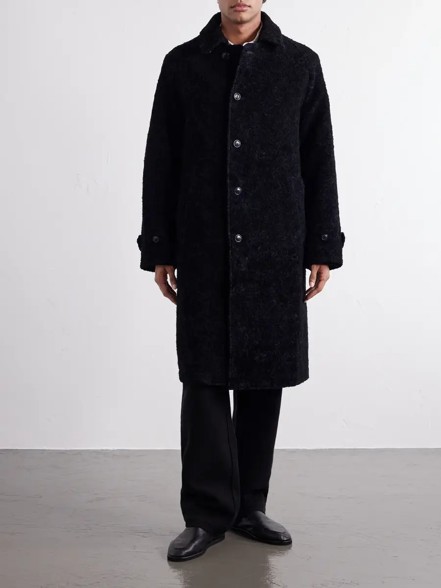 Blue Blue Japan Balmacaan Flocked Wool-Blend Loop-Yarn Coat - Men | Thumbnail 3 Blue Blue Japan Balmacaan Flocked Wool-Blend Loop-Yarn Coat - Men | Thumbnail 3