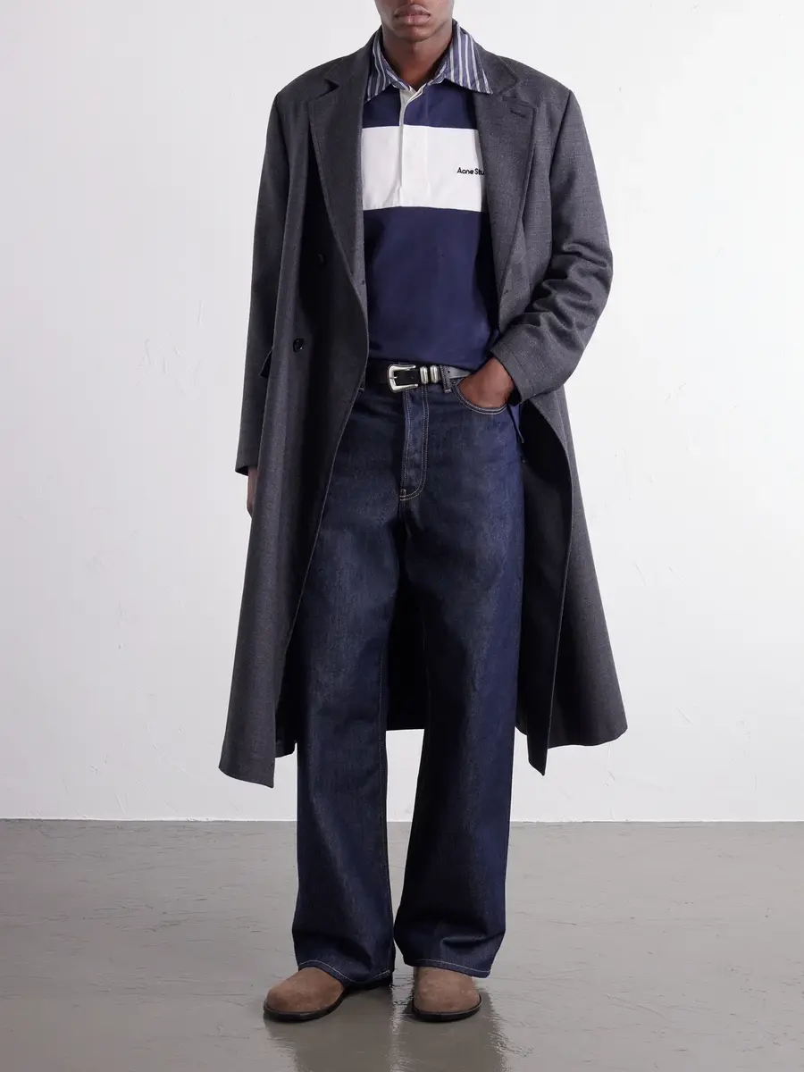 Acne Studios Logo-Embroidered Striped Poplin-Trimmed Cotton-Jersey Sweater - Men | Thumbnail 2