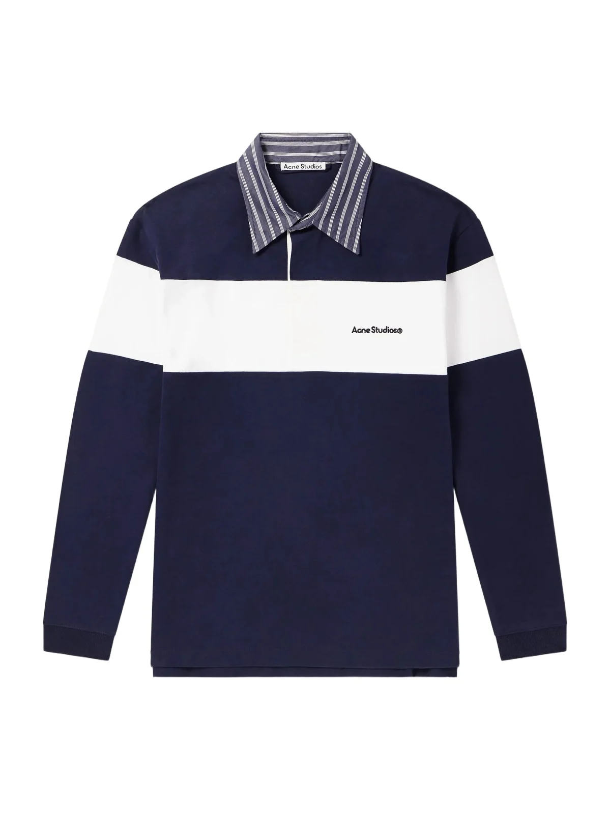 Acne Studios Logo-Embroidered Striped Poplin-Trimmed Cotton-Jersey Sweater - Men